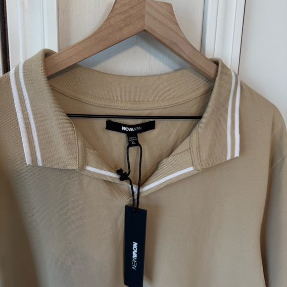 NWT Nova Men Jaxon Short Sleeve Polo Tan 100% Cotton Size XL - Picture 3 of 12